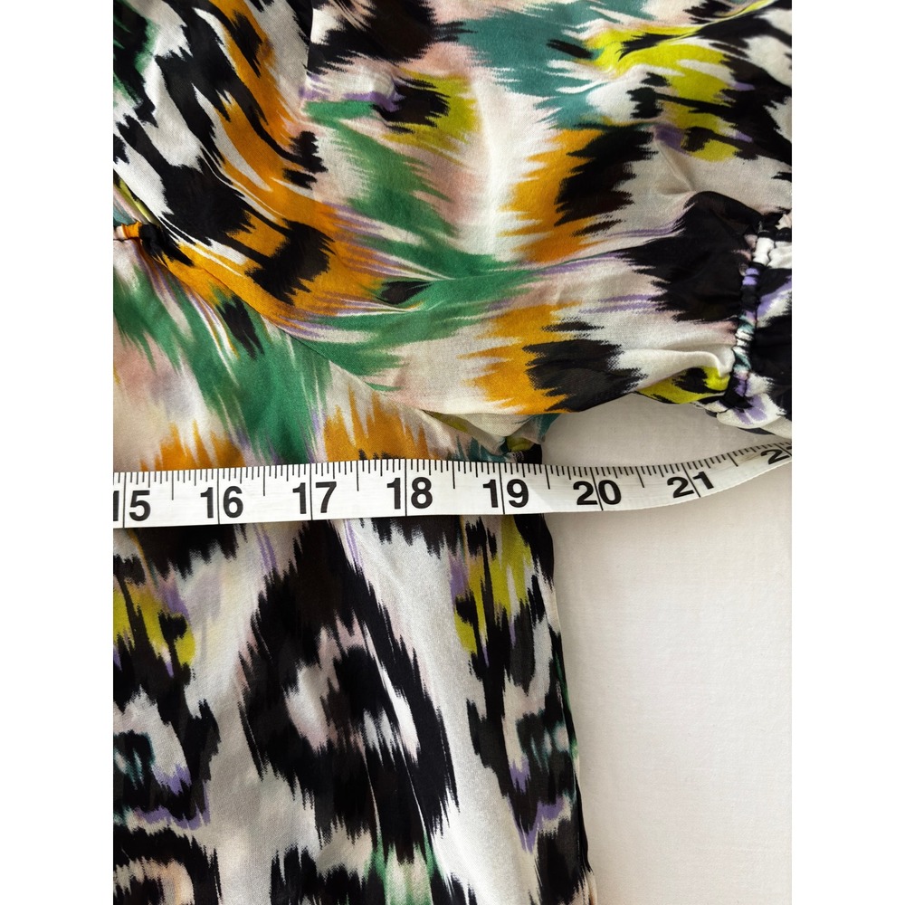 Vanessa Virginia Anthropologie Silk Ikat Print Blouse Top Multicolor Womens M - Picture 4 of 8